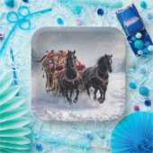 Assiettes En Carton Drapeau De Noël Rempli De Cadeaux (Fête)