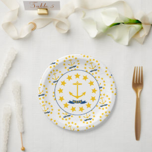 Assiettes En Carton Drapeau de Rhode Islander, Drapeau de Rhode Island