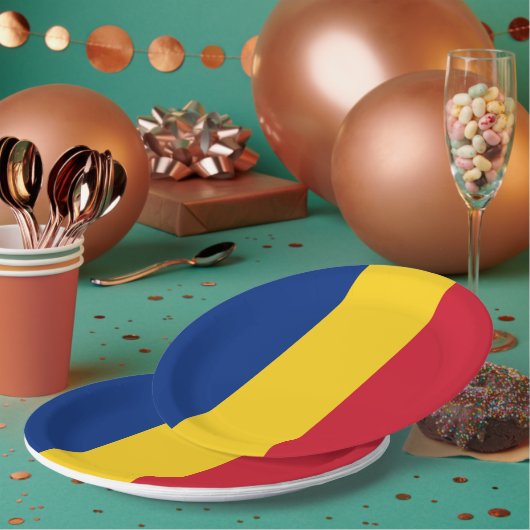 Assiettes En Carton Drapeau de Roumanie (Multi)
