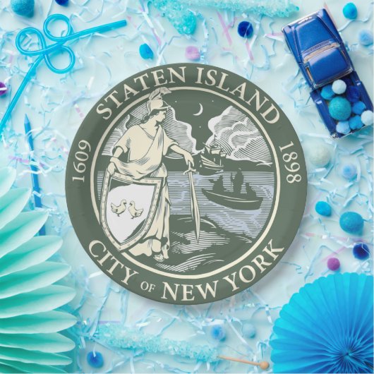Assiettes En Carton Drapeau de Staten Island (district de New York) (Fête)