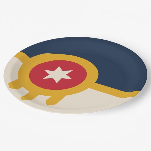 Assiettes En Carton Drapeau de Tulsa, Oklahoma (Angle)