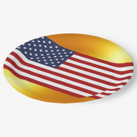 Assiettes En Carton Drapeau des États-Unis d'Amérique (Angle)