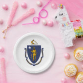 Assiettes En Carton Drapeau d'État du Massachusetts (Fête)