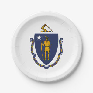 Assiettes En Carton Drapeau d'État du Massachusetts