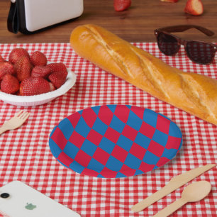 Assiettes En Carton Drapeau diamant Bavière bleu et rouge Motif