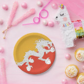 Assiettes En Carton Drapeau du Bhoutan (Fête)