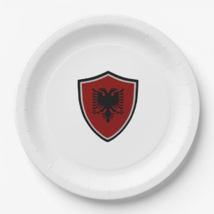 Assiettes En Carton Drapeau du bouclier albanais