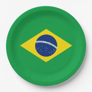 Assiettes En Carton Drapeau du Brésil