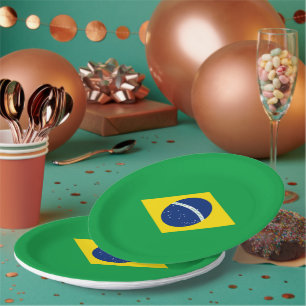 Assiettes En Carton Drapeau du Brésil
