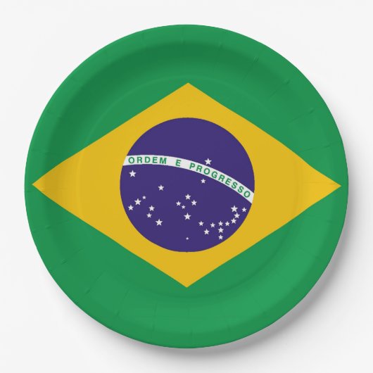 Assiettes En Carton Drapeau du Brésil Bandeira do Brasil (Devant)