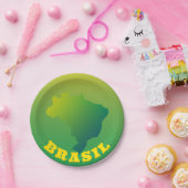 Assiettes En Carton Drapeau du Brésil | Brasil Verde Amarelo (Fête)