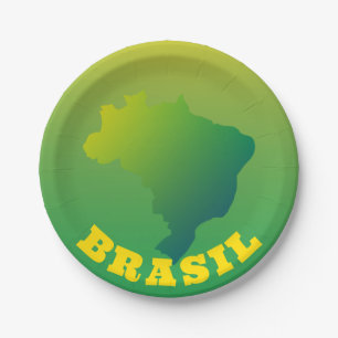 Assiettes En Carton Drapeau du Brésil Brasil Verde Amarelo