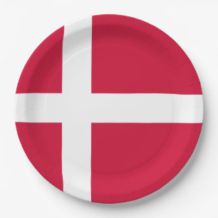 Assiettes En Carton Drapeau du Danemark ou drap danois