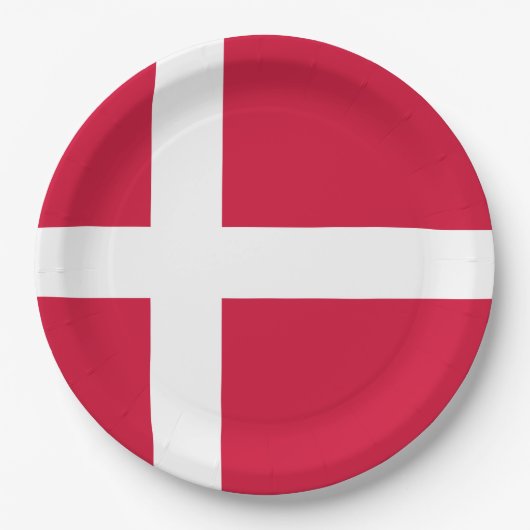 Assiettes En Carton Drapeau du Danemark ou drap danois (Devant)