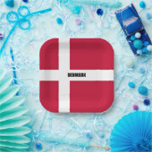 Assiettes En Carton Drapeau du Danemark (rouge et blanc) (Fête)