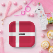 Assiettes En Carton Drapeau du Danemark (rouge et blanc) (Fête)