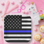 Assiettes En Carton Drapeau du policier (Fête)