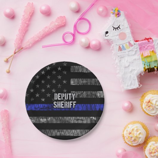 Assiettes En Carton Drapeau en détresse du shérif adjoint (Fête)