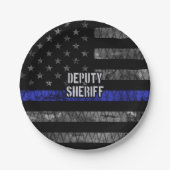 Assiettes En Carton Drapeau en détresse du shérif adjoint (Devant)