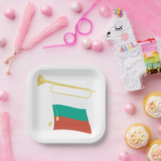 Assiettes En Carton Drapeau Et Bugle bulgare (Fête)