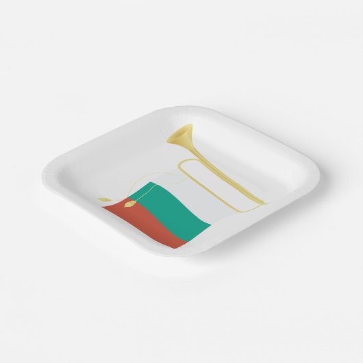 Assiettes En Carton Drapeau Et Bugle bulgare (Angulaire)