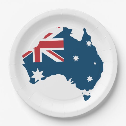 Assiettes En Carton Drapeau et carte de l'Australie (Devant)