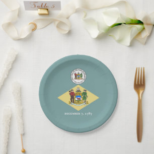 Assiettes En Carton Drapeau et sceau du Delaware, Delaware
