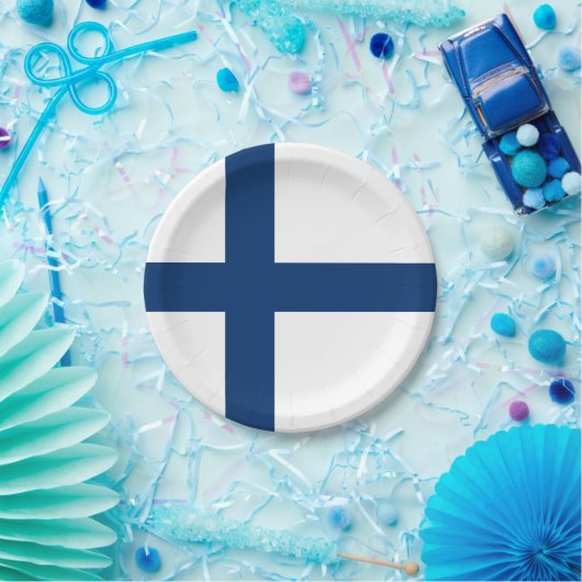 Assiettes En Carton Drapeau Finlande (Fête)