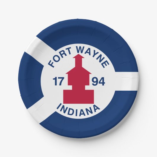 Assiettes En Carton Drapeau Fort Wayne, Plaques en papier de l'Indiana (Devant)