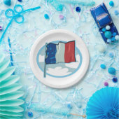Assiettes En Carton Drapeau français Rouge Blanc Bleu Plaques de papie (Fête)