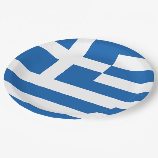 Assiettes En Carton Drapeau grec (Grèce) (Angle)