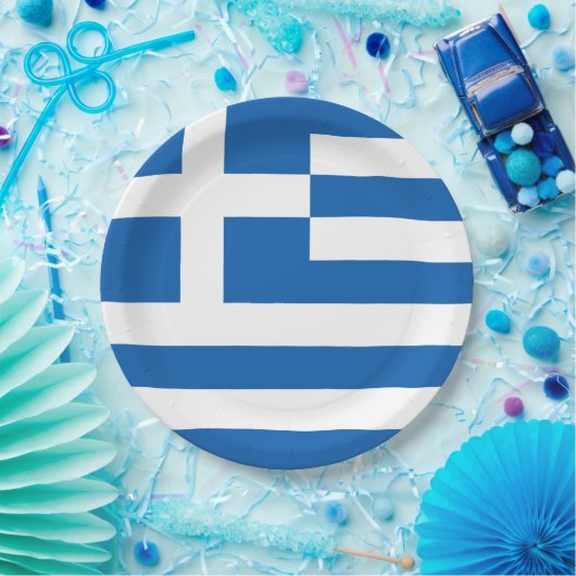 Assiettes En Carton Drapeau Grèce (Fête)