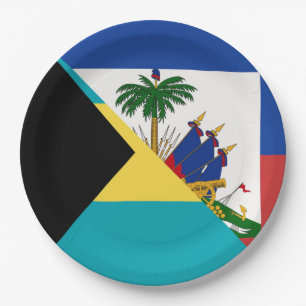 Assiettes En Carton Drapeau Haïti Bahamas Drapeau bahaméen à moitié