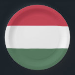 Assiettes En Carton Drapeau Hongrie tricolore<br><div class="desc">Le drapeau de la Hongrie est composé de trois bandes horizontales rouge,  blanche et verte.</div>