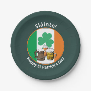 Assiettes En Carton Drapeau irlandais Jour de la Saint Patrick