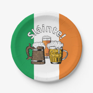Assiettes En Carton DRAPEAU IRLANDE Grande bière irlandaise
