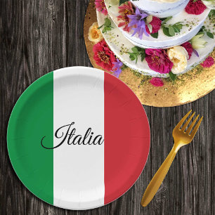Assiettes En Carton Drapeau italien & Italie - fête, anniversaire/spor