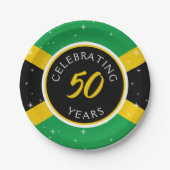 Assiettes En Carton Drapeau jamaïcain 50 ans Anniversaire (Devant)