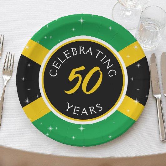 Assiettes En Carton Drapeau jamaïcain 50 ans Anniversaire