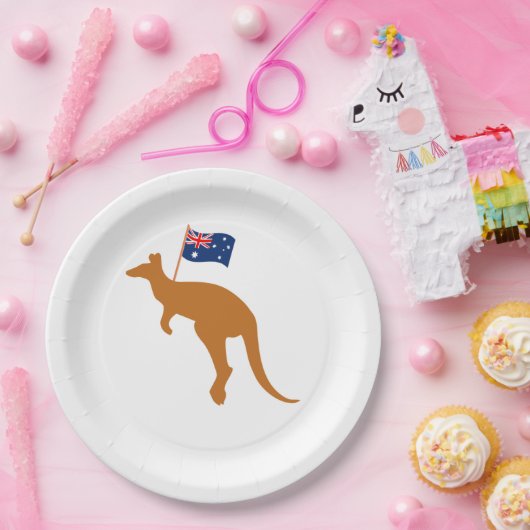 Assiettes En Carton drapeau kangourou australien (Fête)