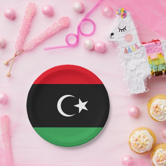 Assiettes En Carton Drapeau libyen (Fête)