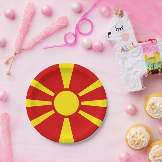 Assiettes En Carton Drapeau (macédonien) de Macédoine (Fête)