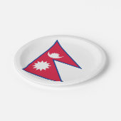 Assiettes En Carton Drapeau népalais (Angle)