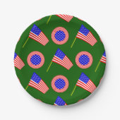 Assiettes En Carton Drapeau patriotique américain Motif sur vert (Devant)
