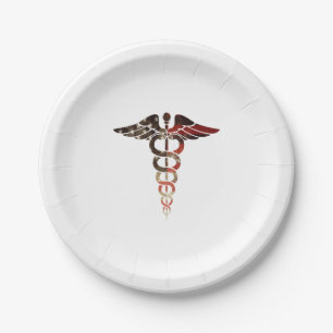 Assiettes En Carton Drapeau Patriotique Caduceus Idéal Pour Les Infirm