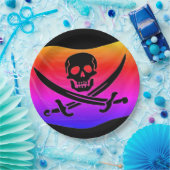 Assiettes En Carton Drapeau pirate (Fête)