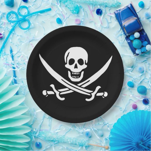 Assiettes En Carton Drapeau Pirate Jolly Roger (Fête)