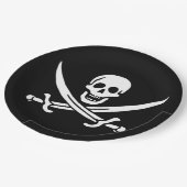 Assiettes En Carton Drapeau Pirate Jolly Roger (Angle)