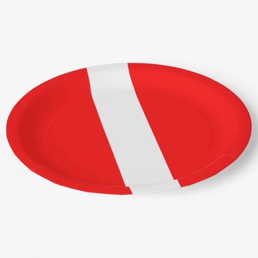 Assiettes En Carton Drapeau Plongée Plongée Plongée Plongée Diver Down (Angle)