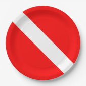 Assiettes En Carton Drapeau Plongée Plongée Plongée Plongée Diver Down (Devant)